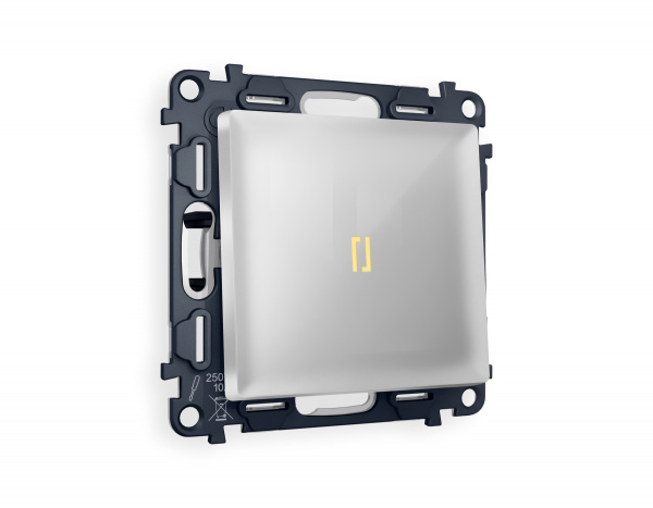 Комплект механизма 1-клавишного выключателя с подсветкой 3200K ALFA MA402010 Серебро глянец QUANT