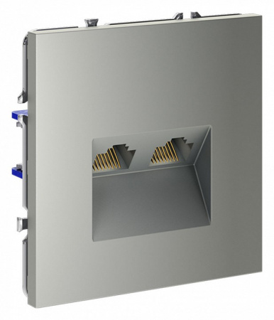 Розетка компьютерная встраиваемая VOLTUM S70 двойная RJ45+RJ45 кат.6, (сталь)