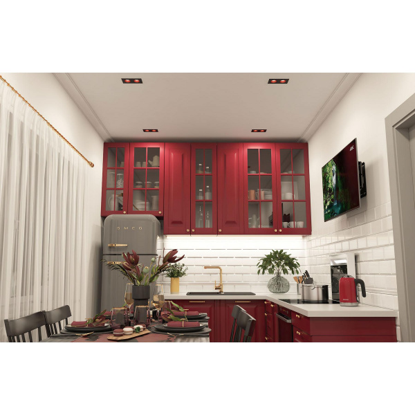 DK3072-BK+RD Встраиваемый светильник, IP 20, 10 Вт, GU5.3, LED, черный/красный, пластик