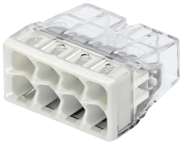 Wago клеммы для одножильных проводников; макс. 2,5 мм²; 8-проводн.; прозрачный корпус; светло-серая крышка Wago клеммы для одножильных проводников; макс. 2,5 мм²; 8-проводн.; прозрачный корпус; светло-серая крышка
