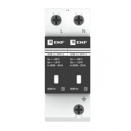 EKF PROxima Ограничитель импульсных напряжений ОПВ-C/2P In 20кА 400В с сигн.