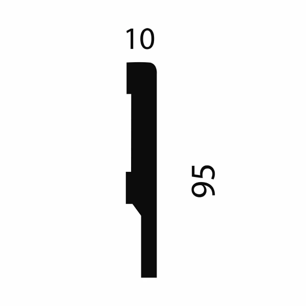 Плинтус AP73 под покраску, белый, 95x10x2400 мм, МДФ