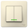 SE Blanca внутр Молочный Выключатель 2-клавишный с подсветкой, 6А, 250В