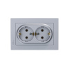 SE AtlasDesign Алюминий Розетка с/з двойная, 16А, в сборе