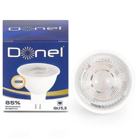 Donel Светодиодная лампа 7Вт, MR16, 220В, GU5, 3, 4000K, 525Лм, Ra>80, 60°, D50хH50мм, DN03005N7GU5,3