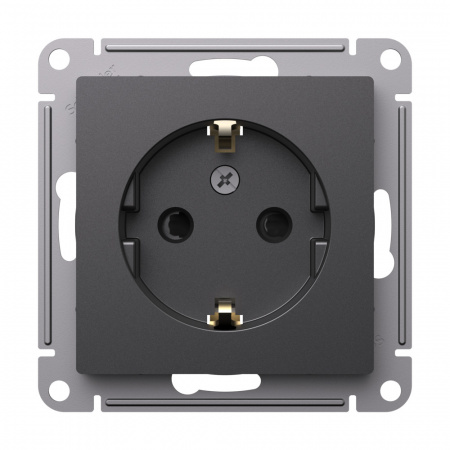 Systeme Electric AtlasDesign Базальт Розетка с/з со шторками, 16А, механизм