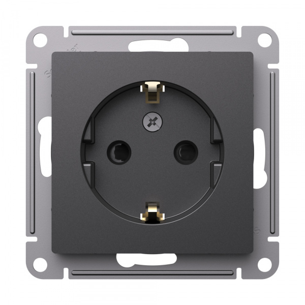 Systeme Electric AtlasDesign Базальт Розетка с/з со шторками, 16А, механизм