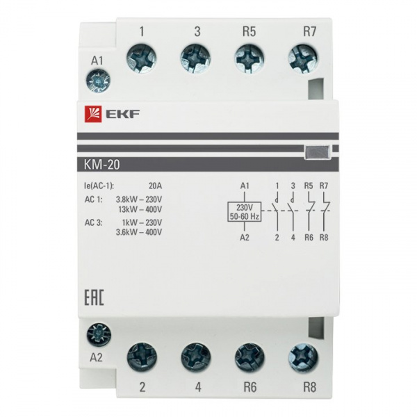 EKF PROxima Контактор модульный КМ 20А 2NО+2NC (3 модуля)