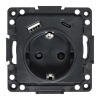 EKF Стокгольм Механизм Розетки 1-местной с/з, USB A+C 16А винтовые клеммы черный с защ. штор.
