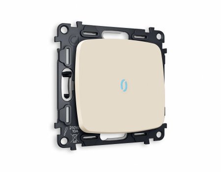 Комплект механизма 1-клавишного проходного выключателя с подсветкой 10000K OMEGA MO322040 Бежевый матовый QUANT