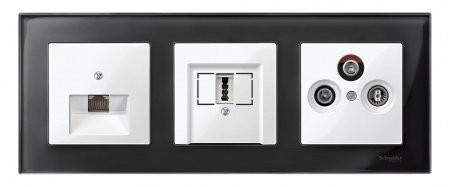 SE Merten SM M-Elegance Стекло Черное кальцит Рамка 3-ая