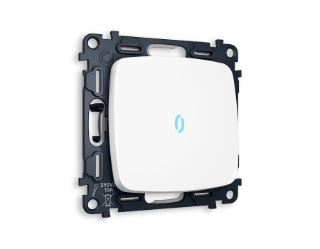 Комплект механизма 1-клавишного проходного выключателя с подсветкой 10000K OMEGA MO122040 Белый матовый QUANT