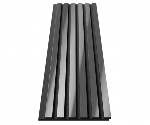 Комплект акуст.панелей, черный войлок, 1200х300х19мм, рейки ЭКОПОЛИМЕР, хром/2шт