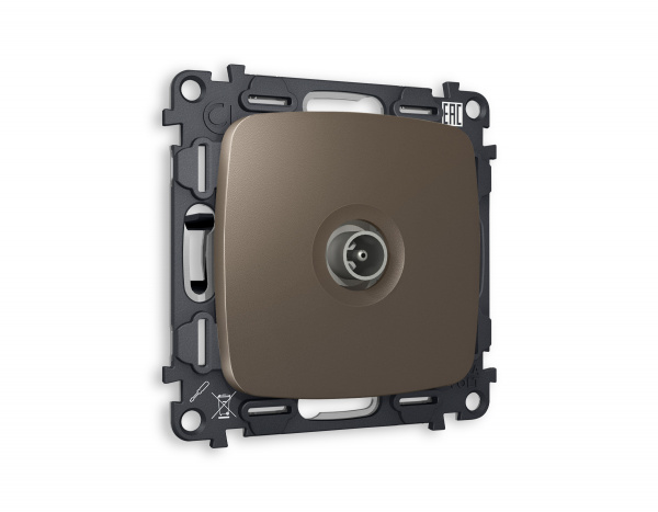 Комплект механизма TV розетки проходной OMEGA MO643030 Темная бронза матовый 5-1000 MHz 4dB QUANT