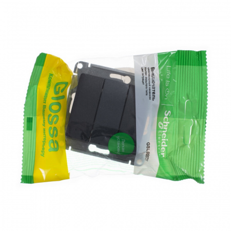 SE Glossa Антрацит Выключатель 3-клавишный сх.3, 10AX