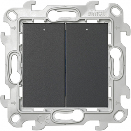 Simon 24 Графит Двухклавишный выключатель с подсветкой
