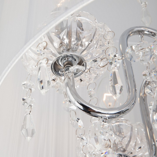 Подвесная люстра с абажуром 2045/5 хром / белый Eurosvet Allata