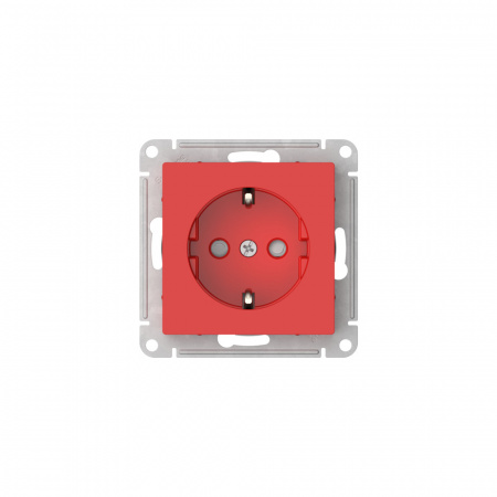 Systeme Electric AtlasDesign Красный Розетка с заземлением со шторками, 16А, мех., быстрозажим. клем.