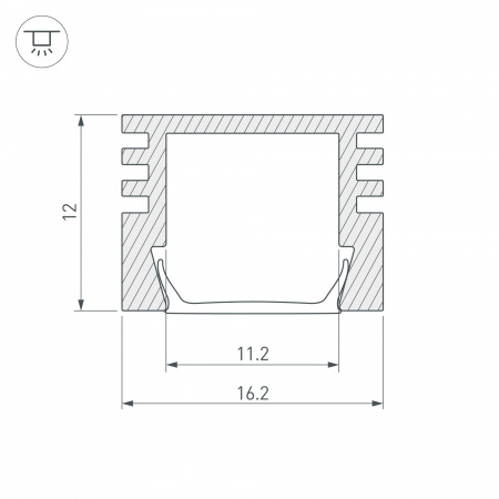Arlight Профиль PDS-S-2000 ANOD (Алюминий)
