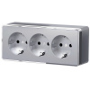 Розетка тройная с заземлением и шторками Gallant серебряный W5073106