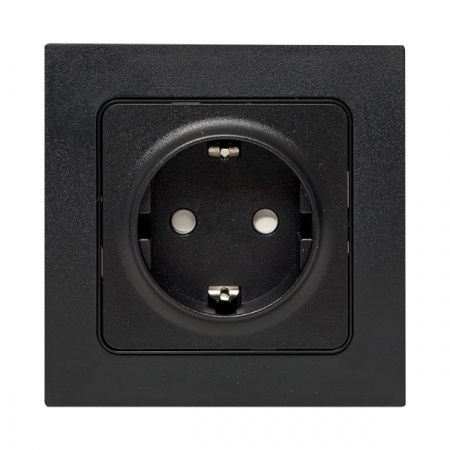 EKF PROxima Стокгольм Черный Розетка с/з, со шторками, 16А ,винт.клеммы