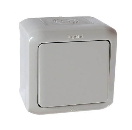 Legrand Quteo Сер Выключатель 1-клавишный IP44 10А