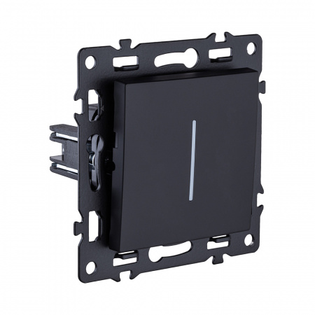 Выключатель 1-клавишный 10А/250В с LED подсветкой, черный Kollinger Asthetik AS-007BK