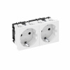 OBO Bettermann Розетка силовая 0° двойная 2х2К+З, 2 модуля Modul45, 45х90 мм, со шторками, 16А 250В белая