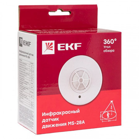 EKF PROxima ИК датчик движения потолочный 1200Вт 360гр. до 6м IP20 MS-28A