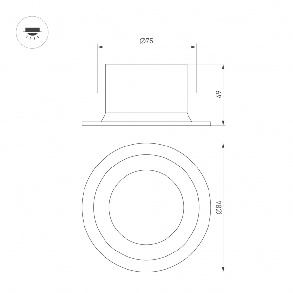 Arlight Светильник MS-DROP-BUILT-R84-8W Warm2700 (BK, 85 deg, 230V) (IP54 Металл, 5 лет)