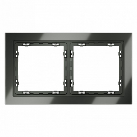 Рамка стеклянная VOLTUM S70 на 2 поста, (титан, стекло)