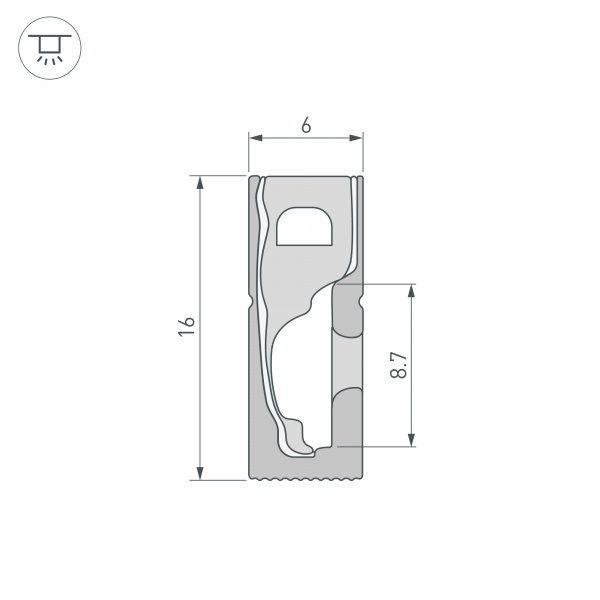 Силиконовый профиль WPH-FLEX-0616-SIDE-S9-5m BLACK (Arlight, Силикон)