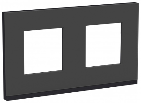 SE Unica Pure Черное стекло/Антрацит Рамка 2-ная горизонтальная