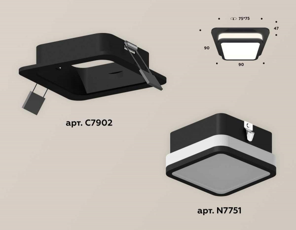 Комплект встраиваемого светильника Ambrella light Techno Spot XC (C7902, N7751) XC7902012