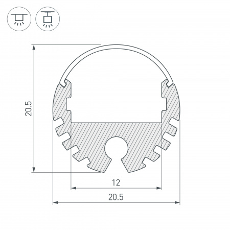 Профиль ROUND-D20-2000 ANOD (Arlight, Алюминий)
