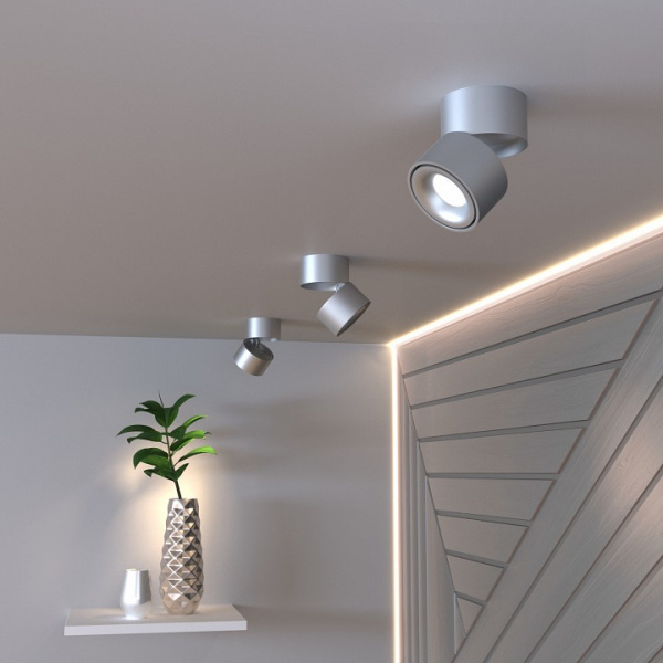 Накладной светодиодный светильник DLR031 15W 4200K 3100 серебро матовый Elektrostandard Klips a051772