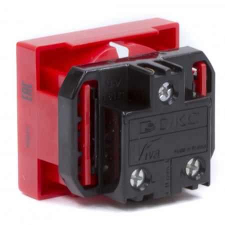 DKC Розетка силовая 2Р+Е, со шторками, «Viva», 2 мод., красная