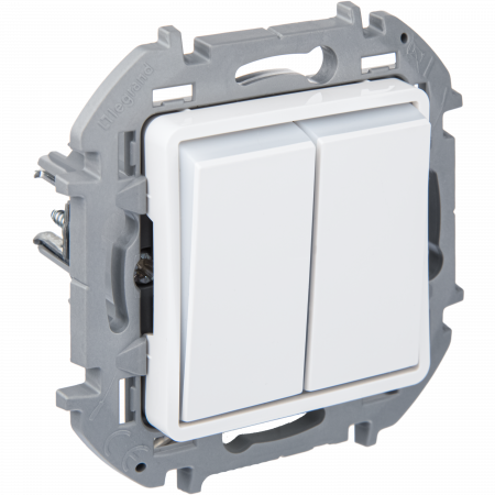 Legrand INSPIRIA Белый Переключатель двухклавишный с подсветкой 10 AX - 250 В