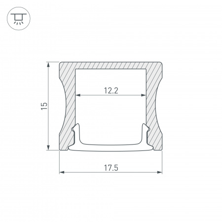 Профиль с рассеивателем Arlight ALU-SLIM-H15-2000 ANOD+FROST 018246