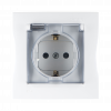 Simon 15 Белая Розетка 1-ая с/з с крышкой с защитными шторками, IP44 (в сборе с рамкой)