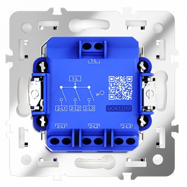 Выключатель встраиваемый VOLTUM S70 трехклавишный 10А, (белый матовый)