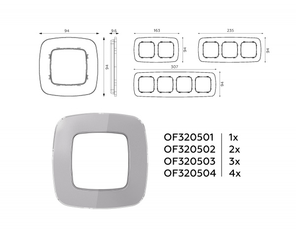 Рамка OMEGA Radian (Сталь Стекло органическое) 4-ая OF320504