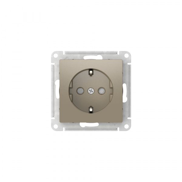Systeme Electric AtlasDesign Шампань Розетка с заземлением со шторками, 16А, мех., быстрозажим. клем.