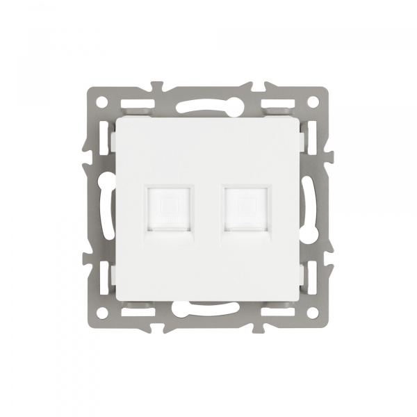 Arlight Механизм компьютерной розетки двойной SCT-MPC2-PL-WH (RJ-45, CAT6) (-)