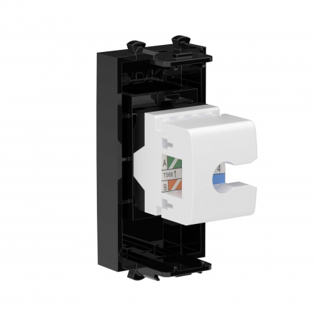 DKC Avanti Компьютерная розетка RJ-45 без шторки модульная, кат.5е, Черный квадрат, 1 модуль