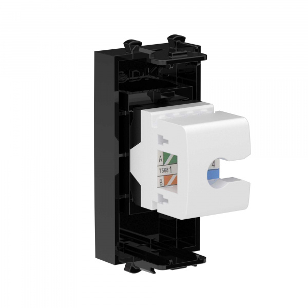 DKC Avanti Компьютерная розетка RJ-45 без шторки модульная, кат.5е, Черный квадрат, 1 модуль