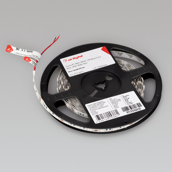 Лента RT-B60-10mm 12V Blue (14.4 W/m, IP20, 5m) (Arlight, Открытый)