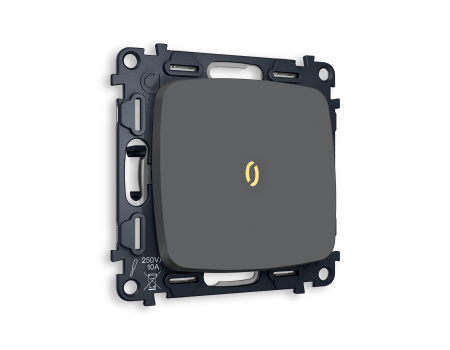 Комплект механизма 1-клавишного выключателя с подсветкой 3200K OMEGA MO902010 Графит мягкое касание QUANT