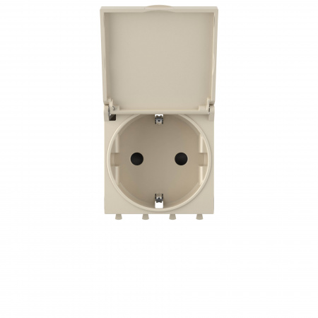 DKC Avanti Ванильная дымка Розетка с крышкой 2P+E со шторками 2 модуля
