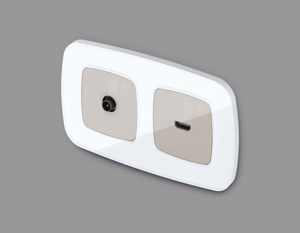 Лицевая панель OMEGA (Серо-бежевый матовый) для HDMI розетки QUANT OP3740